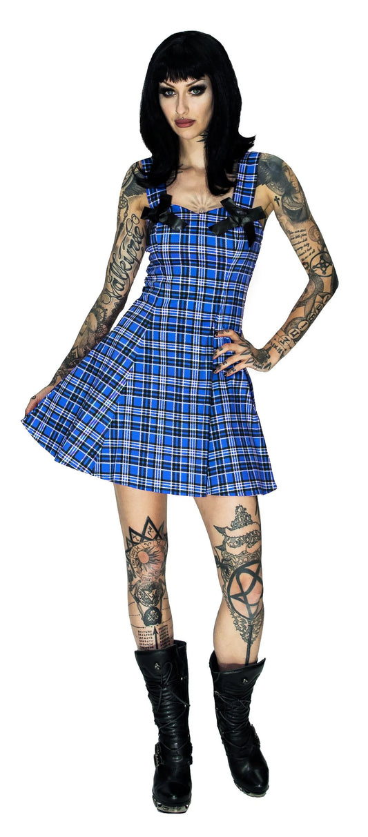 Alternative Blue Tartan Mini Dress - Lily - Dr Faust