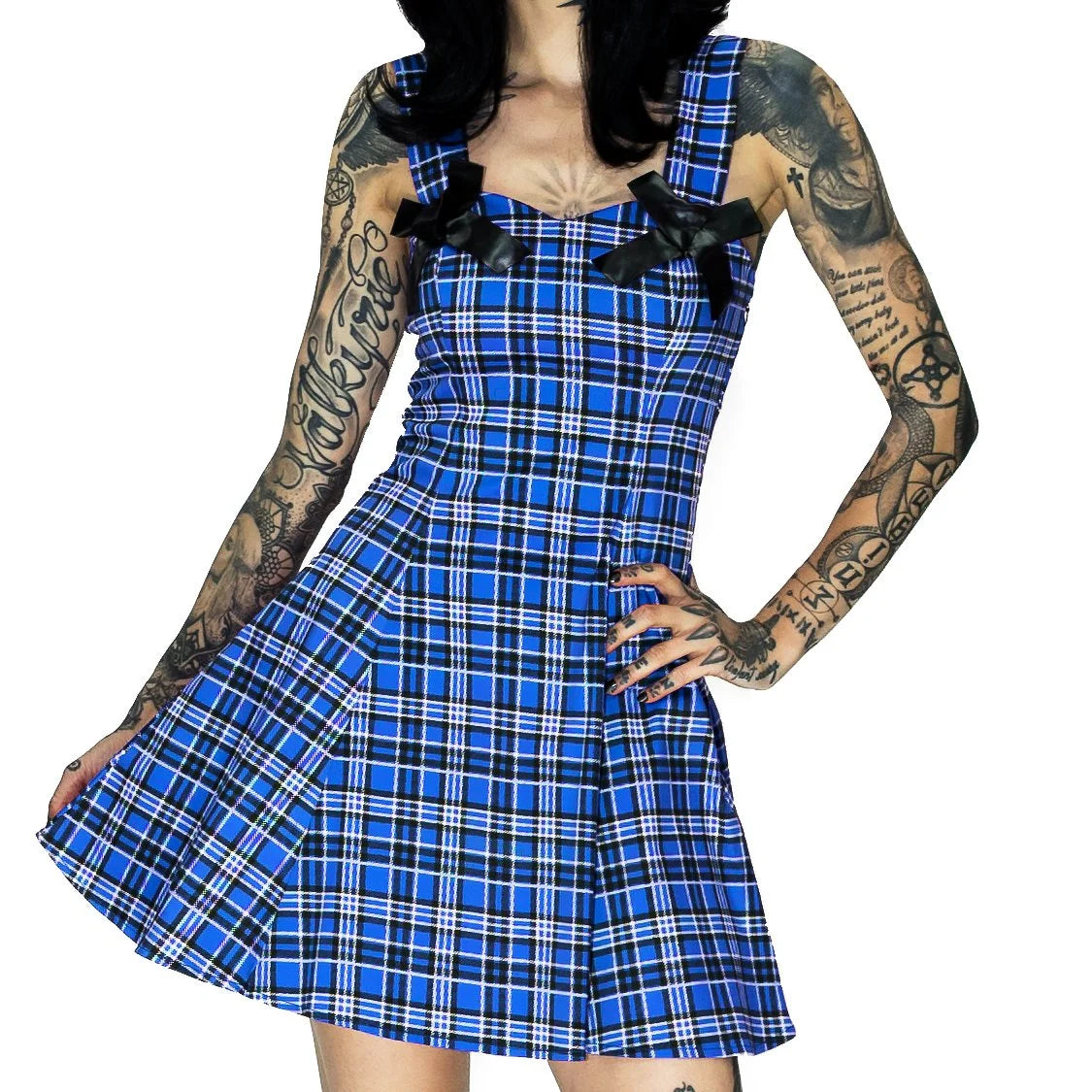 Alternative Blue Tartan Mini Dress - Lily - Dr Faust
