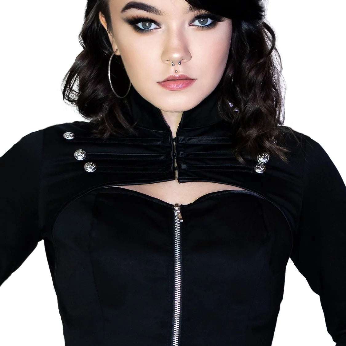 Avant-garde Military Hi Lo Black Mini Dress - Liberty - Dr Faust