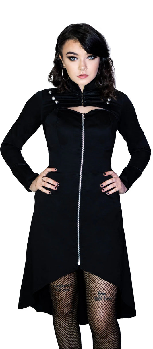 Avant-garde Military Hi Lo Black Mini Dress - Liberty - Dr Faust