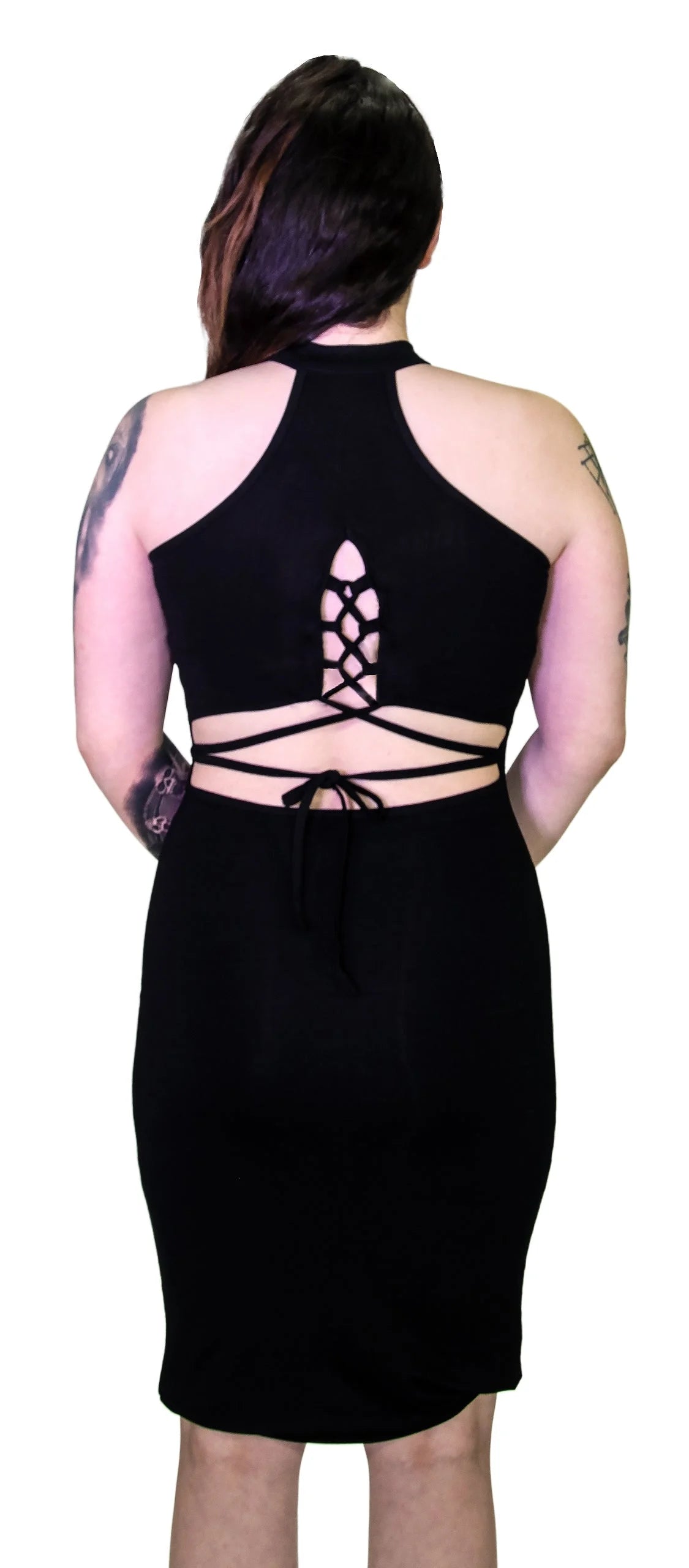 Beguiling Choker Bodycon Black Midi Dress - Londyn - Dr Faust