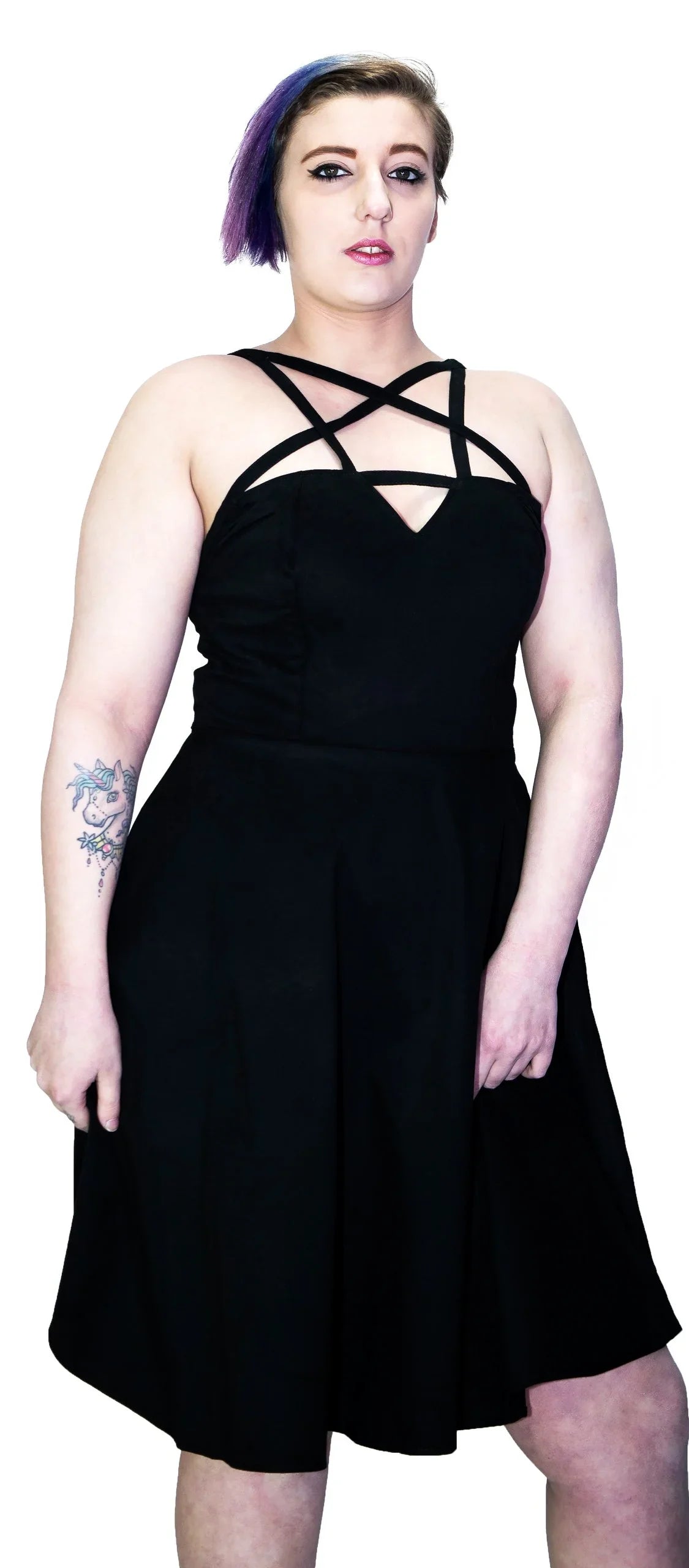 Black Strap Pentagram Plus Size Midi Dress - Onna - Dr Faust