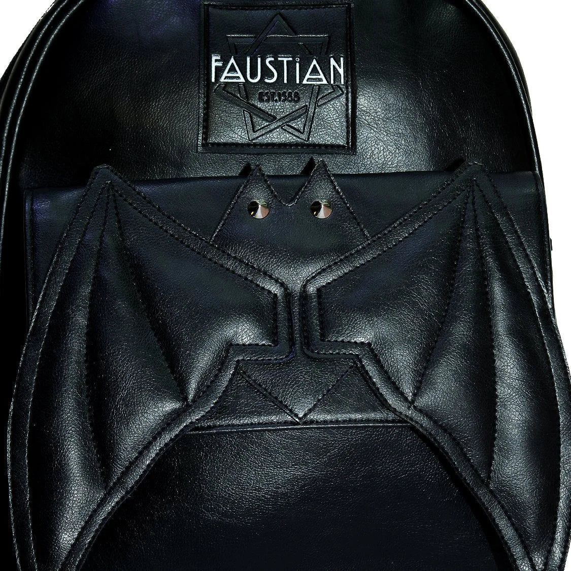 Happy 3D Bat Black Vegan Leather Backpack - Taipan - Dr Faust