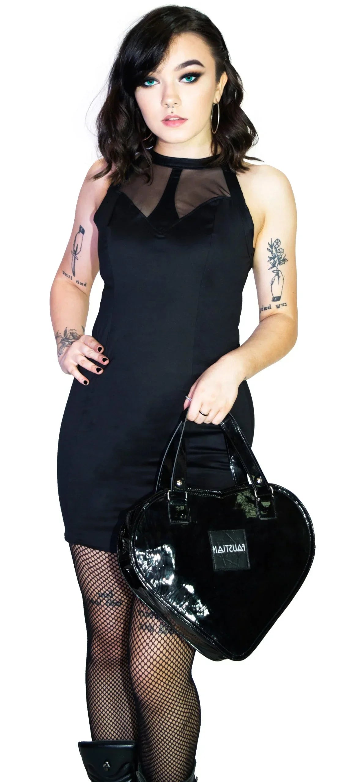 Black Heart Valentine's Vegan Patent Hand Bag - Valentine's - Dr Faust