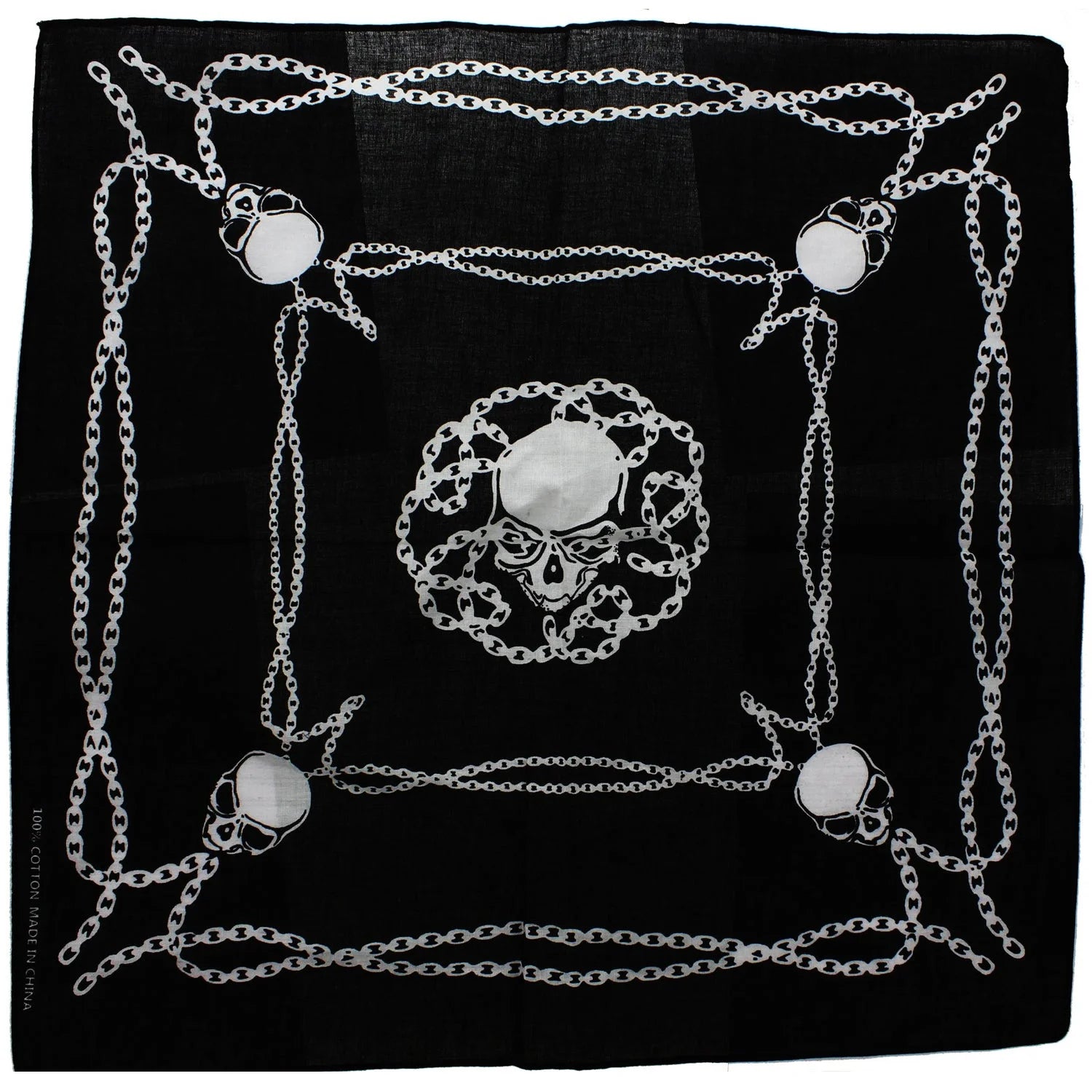 Chains & Skulls Black Cotton Bandana - Dale - Dr Faust