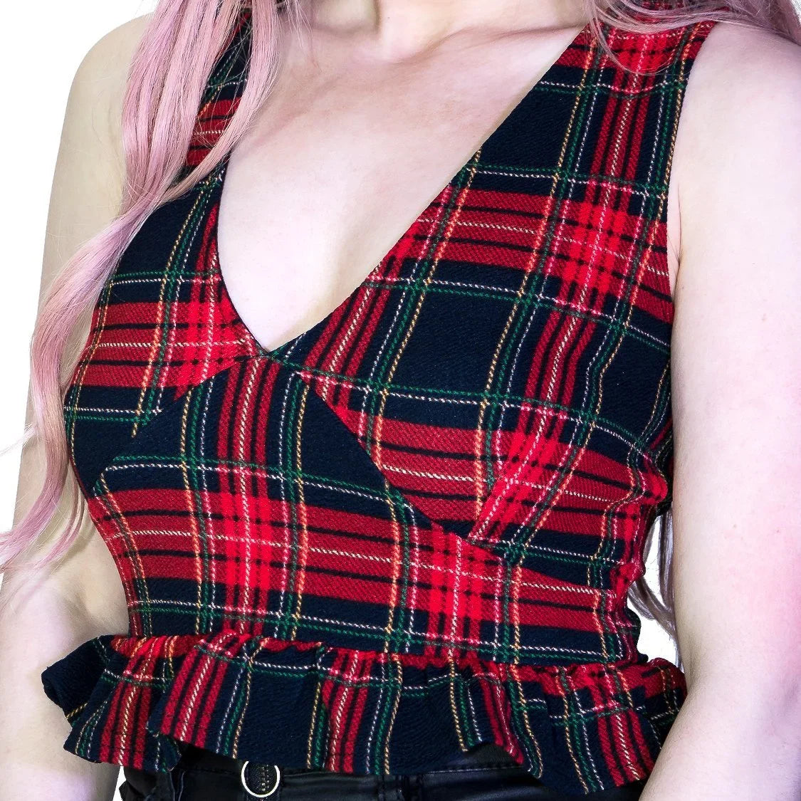 Check Tartan Print Crop Top - Dulce - Dr Faust
