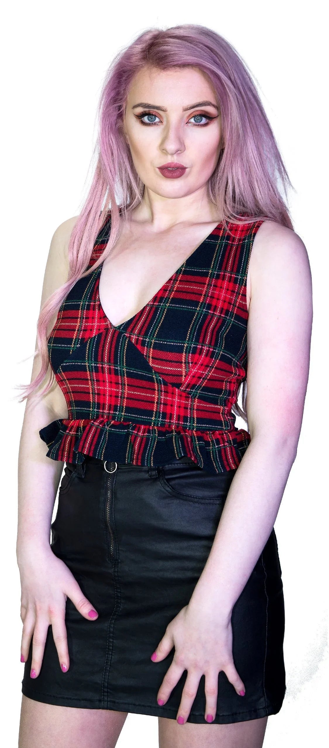 Check Tartan Print Crop Top - Dulce - Dr Faust