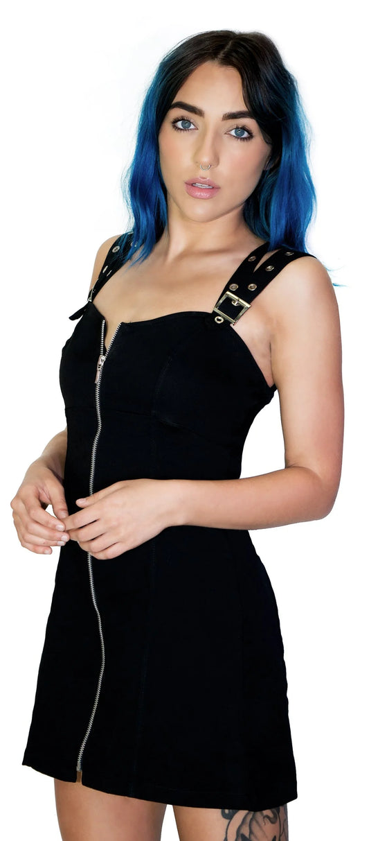 Club Double Strap Black Mini Dress - Kinley - Dr Faust