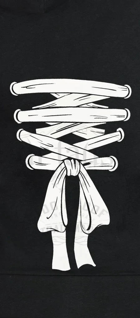 Corset White Print Women's Black Hoodie - Colette - Dr Faust