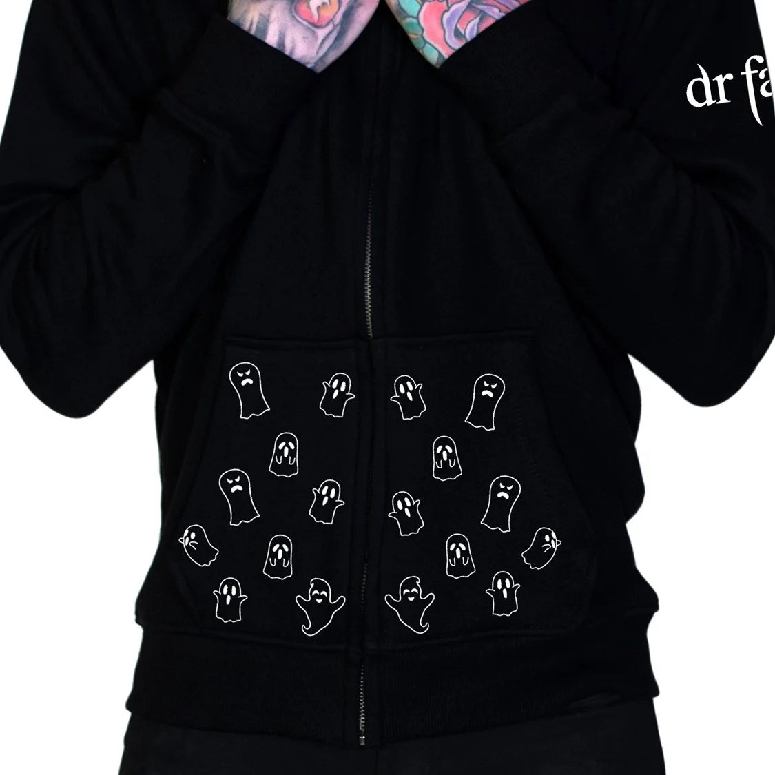 Friendly Ghosts Thick Men's Black Hoodie - Bentlee - Dr Faust