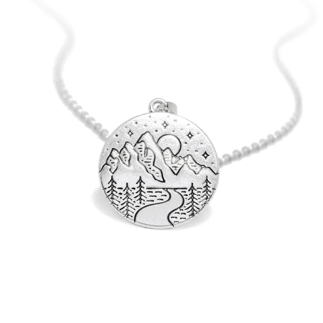 Full Moon Mountains Scenery Pendant and Necklace - Ryleigh - Dr Faust