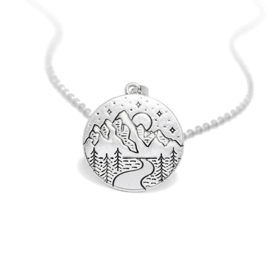 Full Moon Mountains Scenery Pendant and Necklace - Ryleigh - Dr Faust