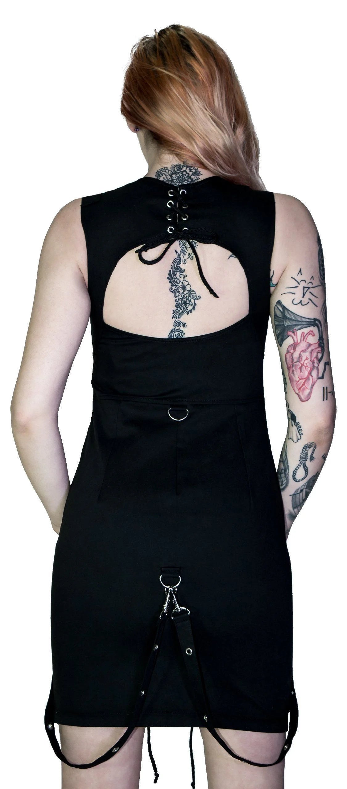 Goth Bondage Black Mini Dress - Maia - Dr Faust
