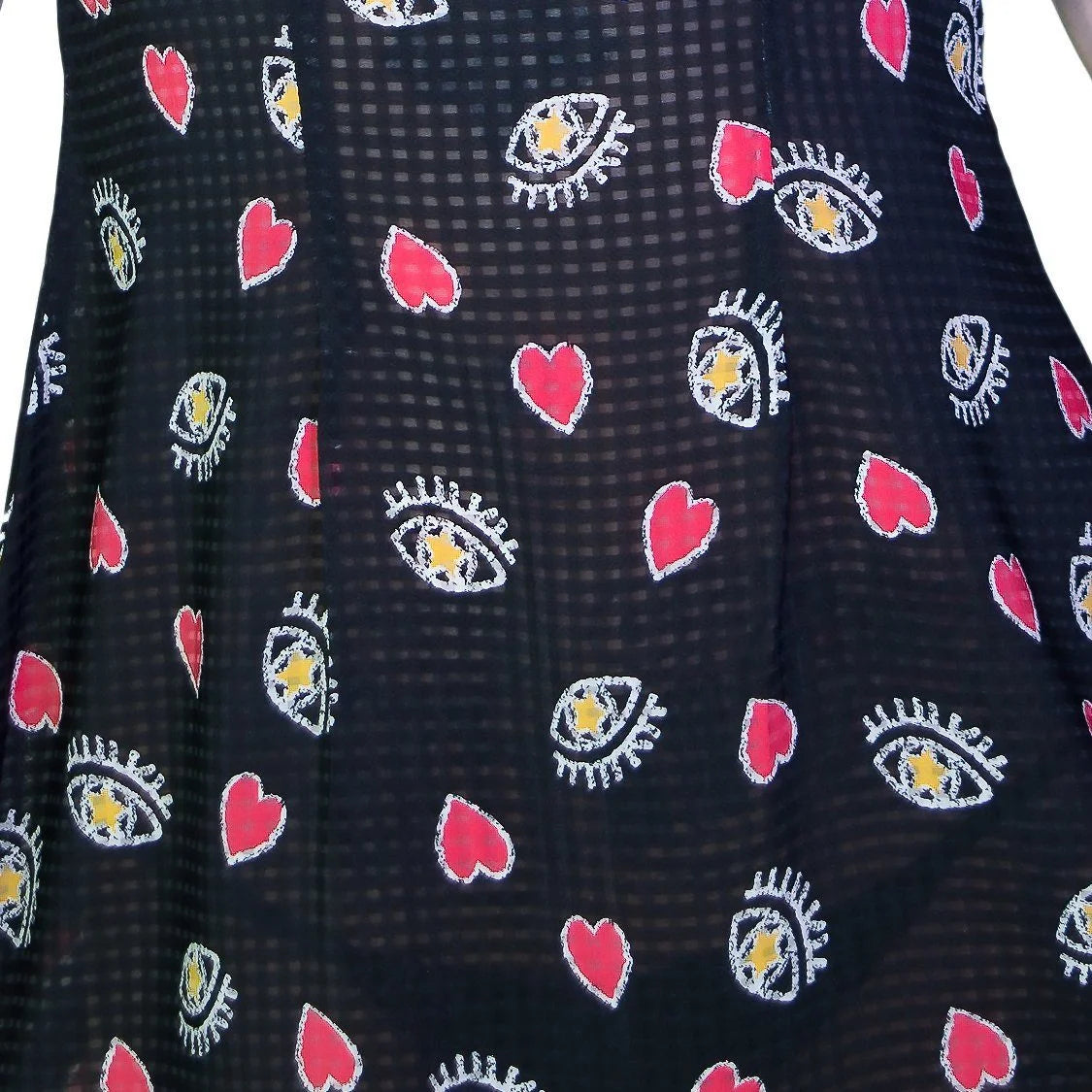 Hearts and Eyes Black Sheer Mini Dress - Camila - Dr Faust