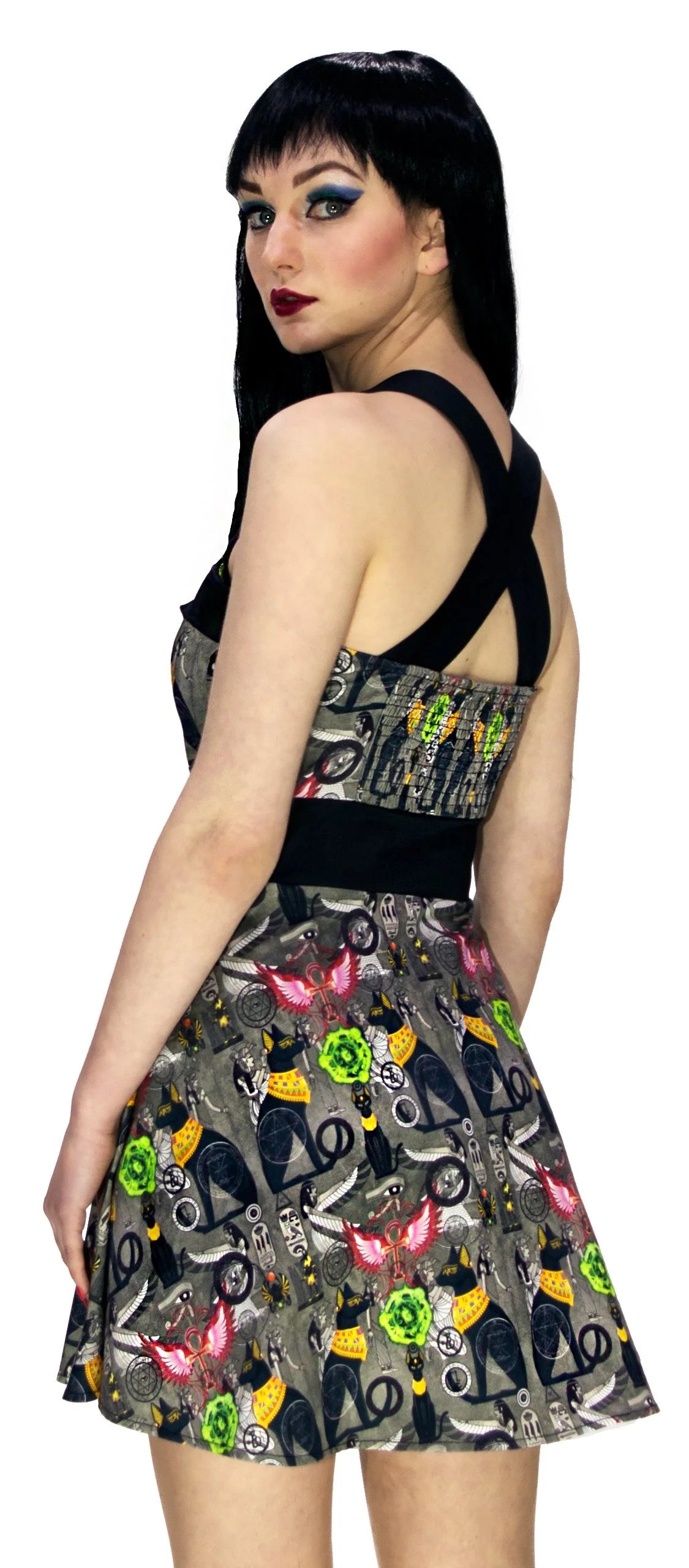 Hieroglyphs Print Mini Dress - Anaya - Dr Faust