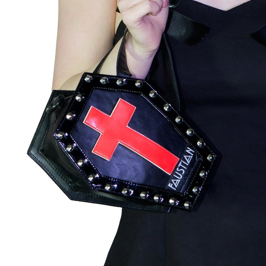 Interchangeable Magnetic Crosses Studs Vegan Leather Small Coffin Bag - Katana - Dr Faust