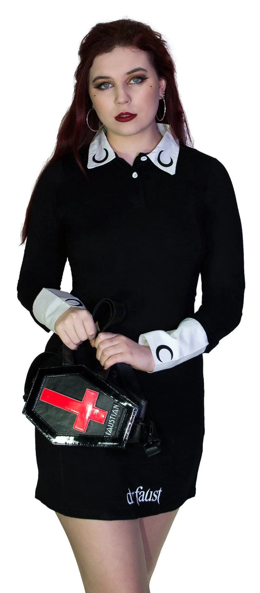 Interchangeable Magnetic Crosses Vegan Leather Small Coffin Bag - Katana - Dr Faust