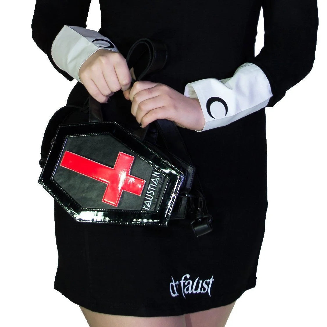 Interchangeable Magnetic Crosses Vegan Leather Small Coffin Bag - Katana - Dr Faust