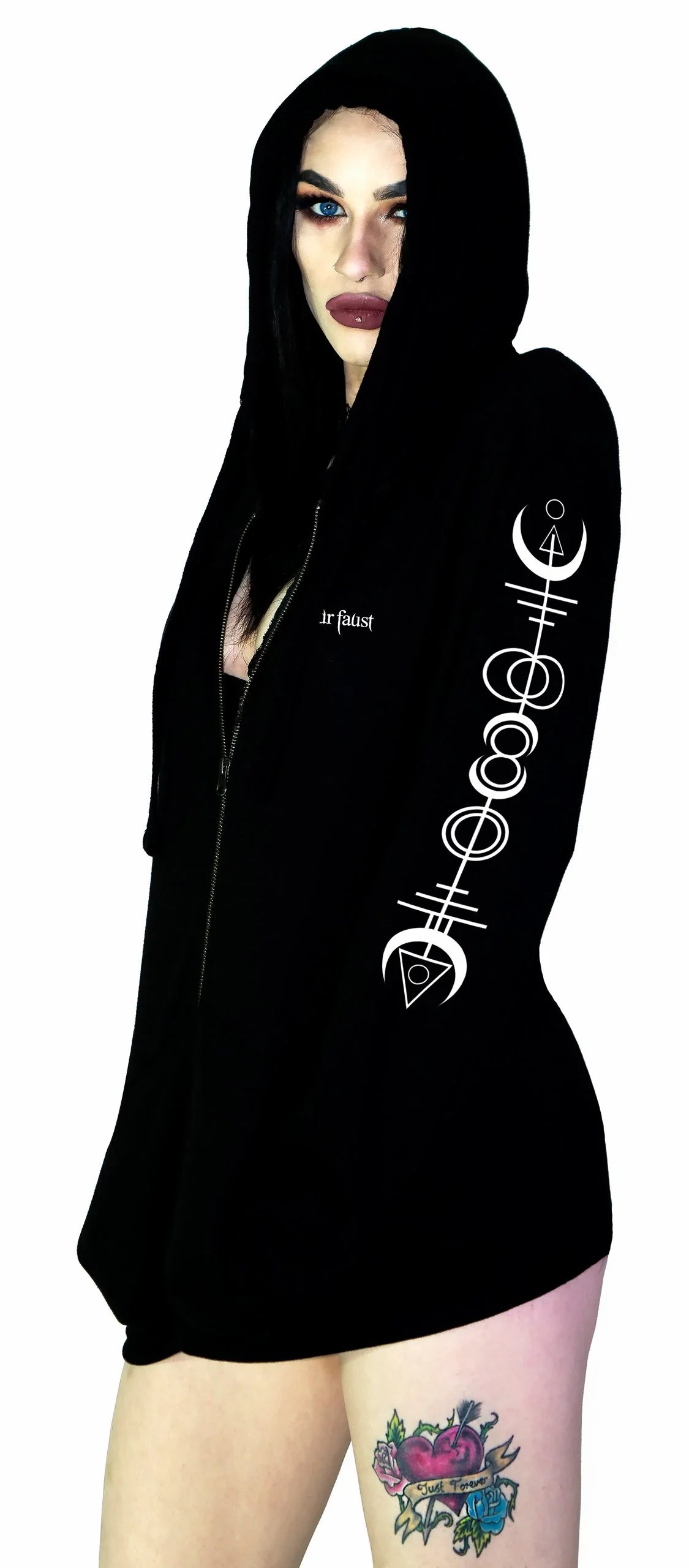 Alien Symbols Women's Black Hoodie - Kristen - Dr Faust