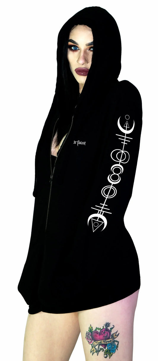Alien Symbols Women's Black Hoodie - Kristen - Dr Faust