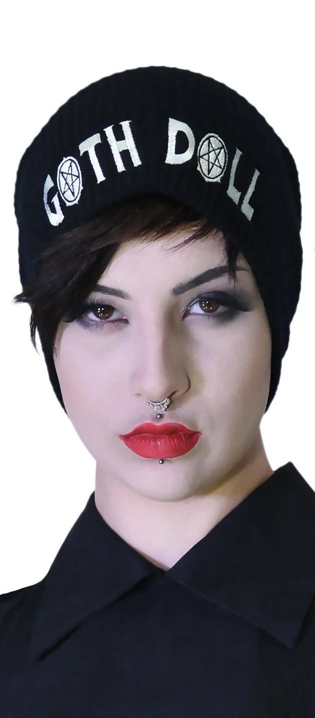 Goth Doll Pentagram Black Beanie - Devon - Dr Faust