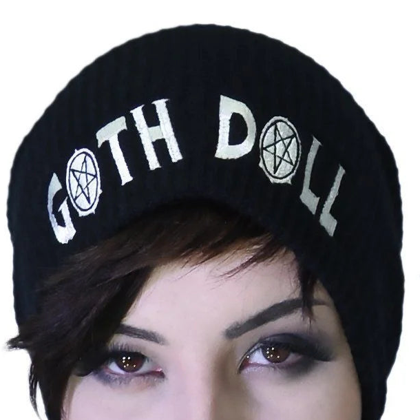 Goth Doll Pentagram Black Beanie - Devon - One Size - Beanie