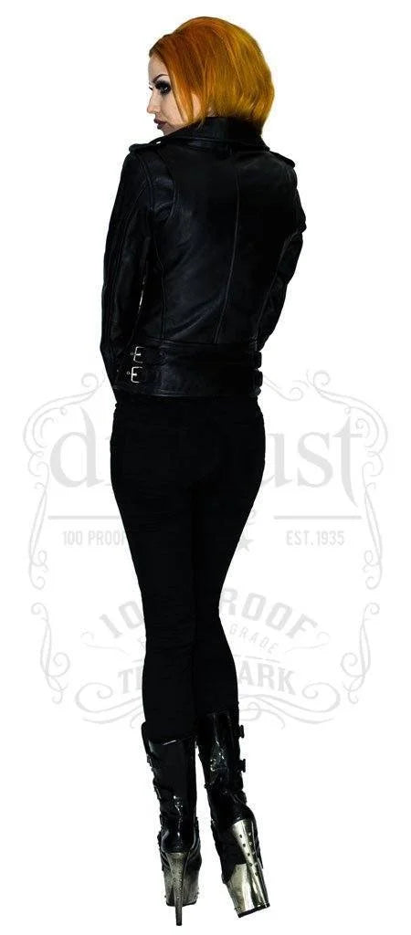 Leather Black Biker Jacket - Vor - Dr Faust