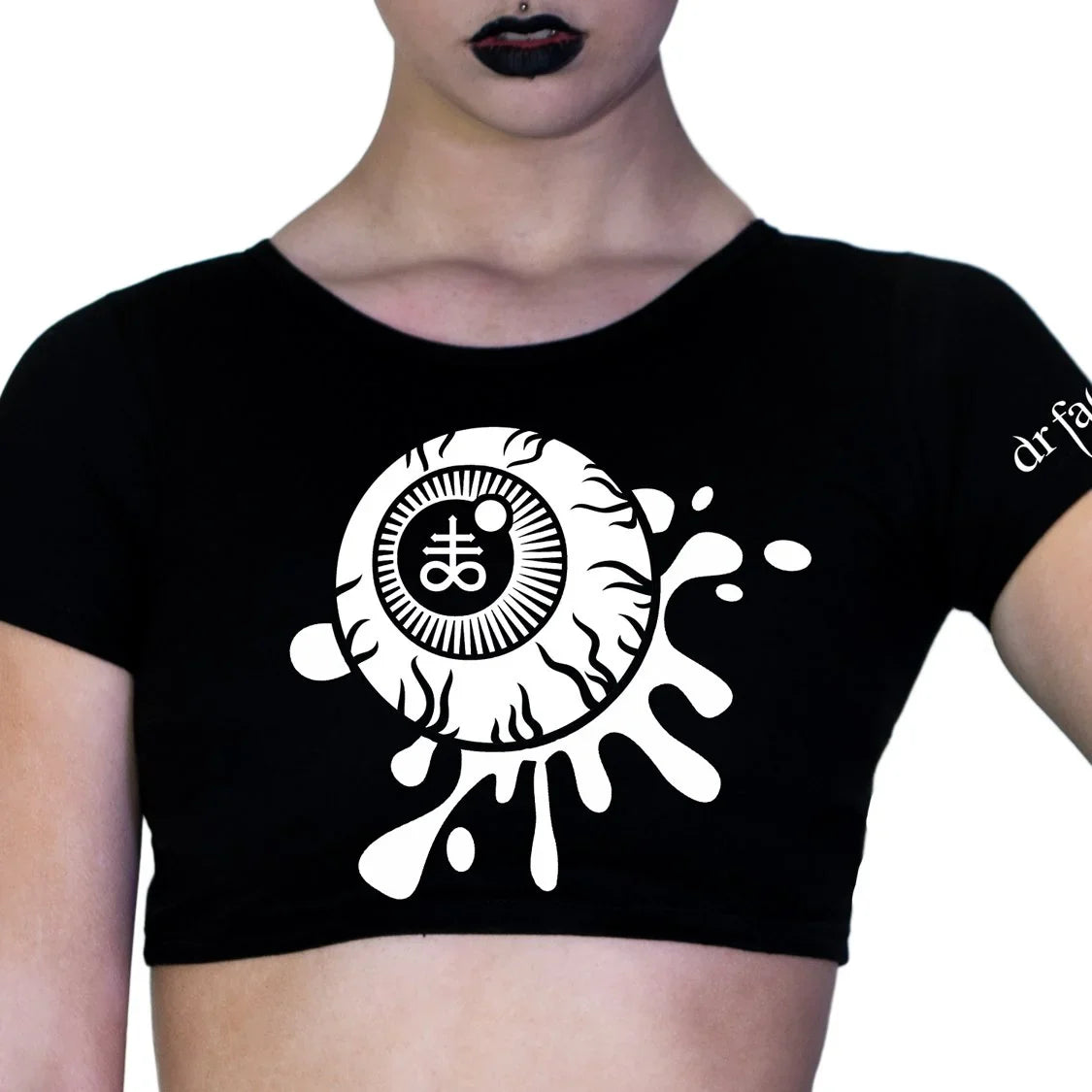 Leviathan Cross Eyeball Black Crop Top - Breanna - Dr Faust