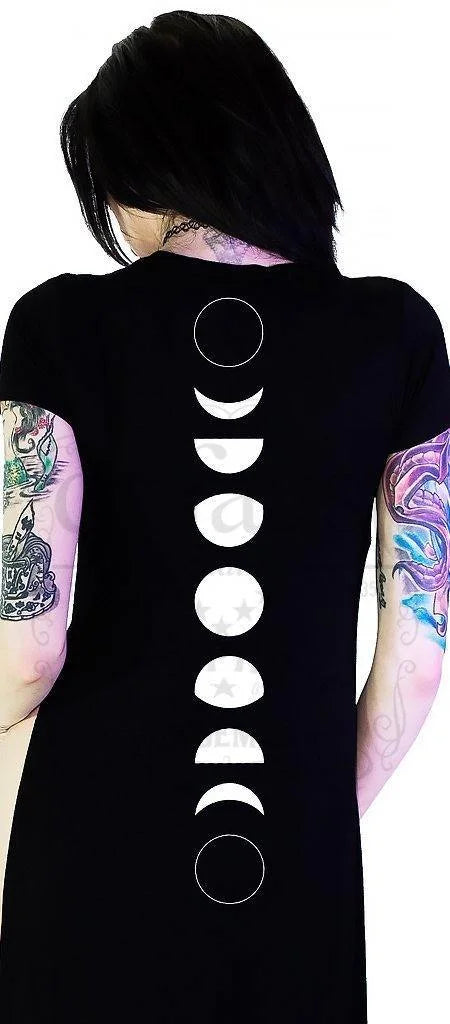 Moon Phase Black High Split Maxi Dress - Maliyah - Dr Faust