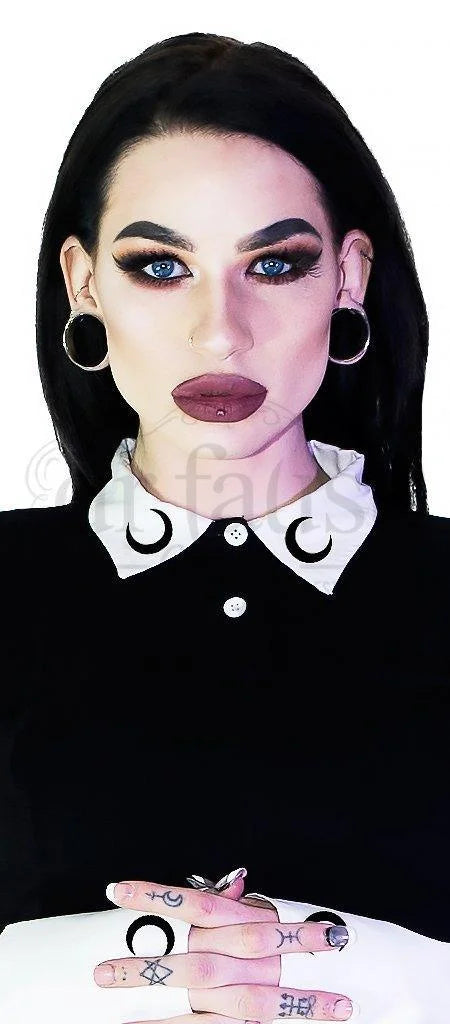 Moons on White Collar Black Mini Dress - Milani - Dr Faust