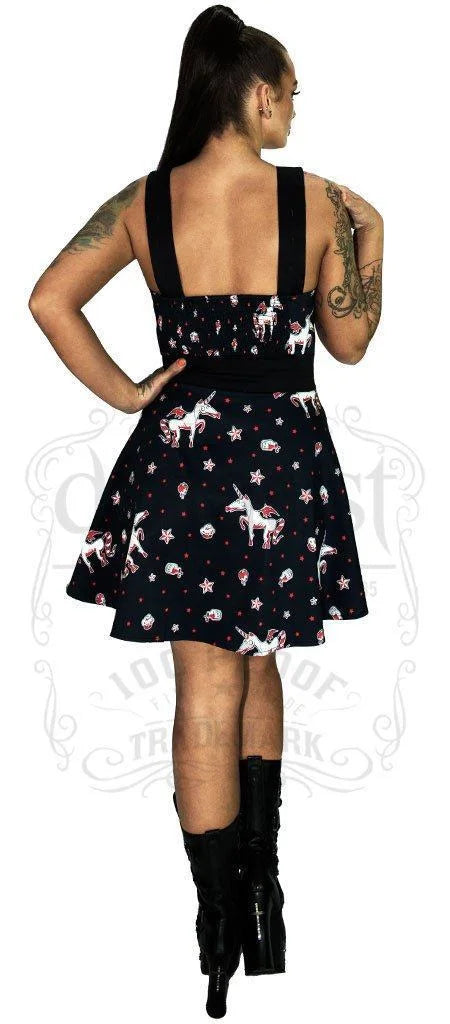 Not Your Typical Unicorn And Stars Black Mini Dress - Amelia - Dr Faust