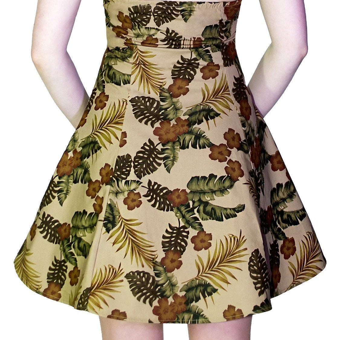 Peanut Brown Flowers Vintage Mini Dress - Joan - Dr Faust
