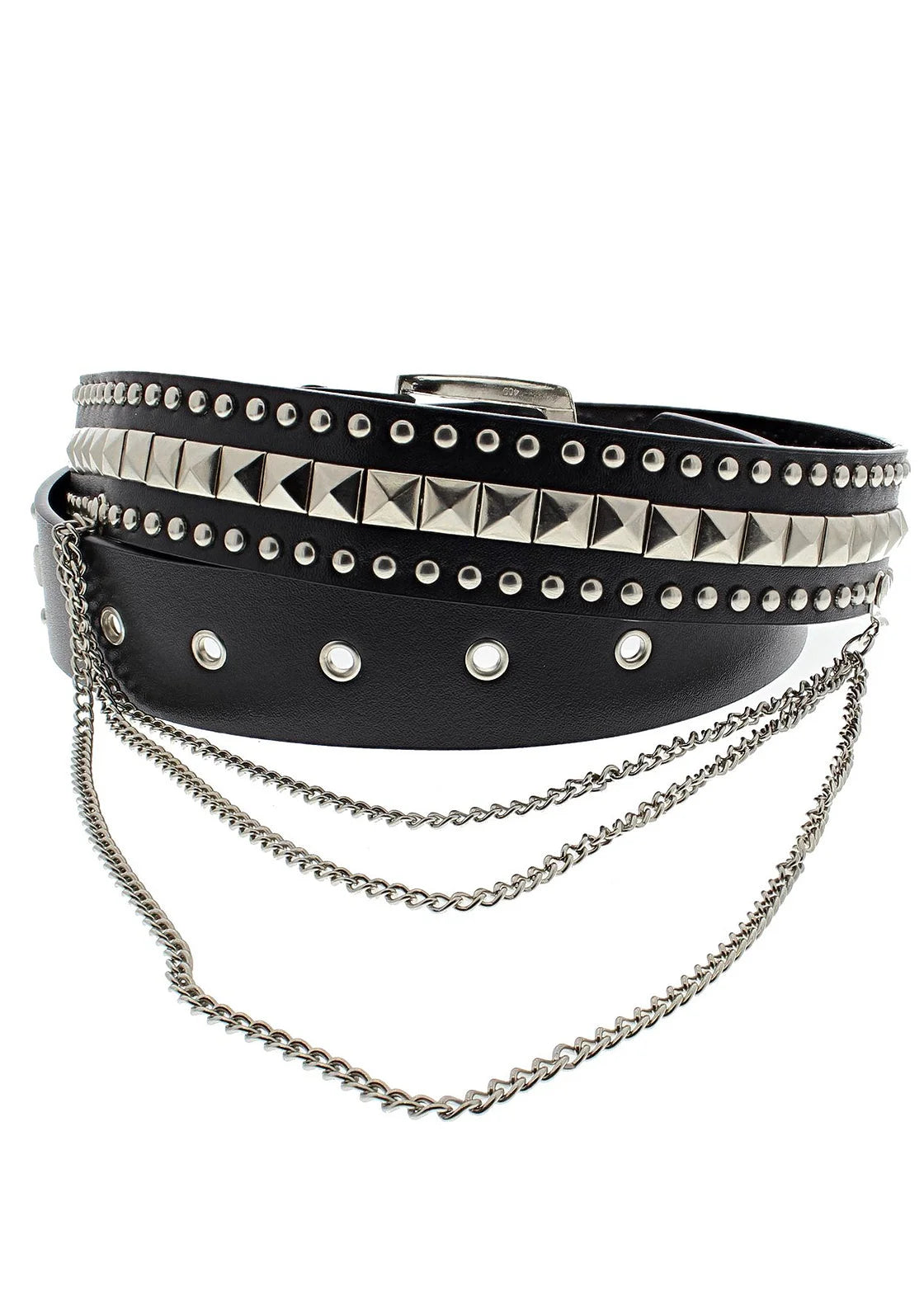 Pyramids & Conical Studs Black Vegan Leather Belt - Corbin - Dr Faust