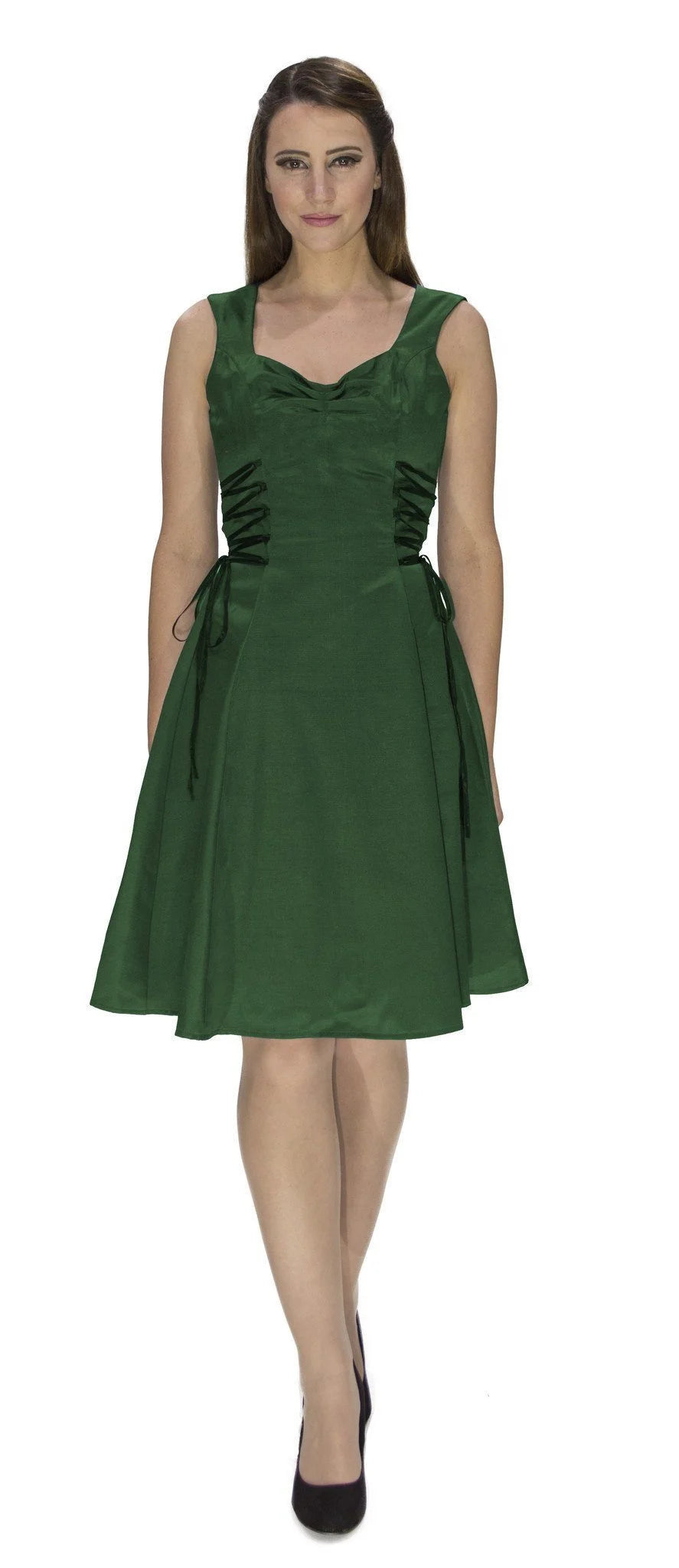 Raw Silk Green Midi Dress - Julianna - Dr Faust