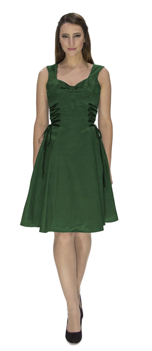 Raw Silk Green Midi Dress - Julianna - Dr Faust