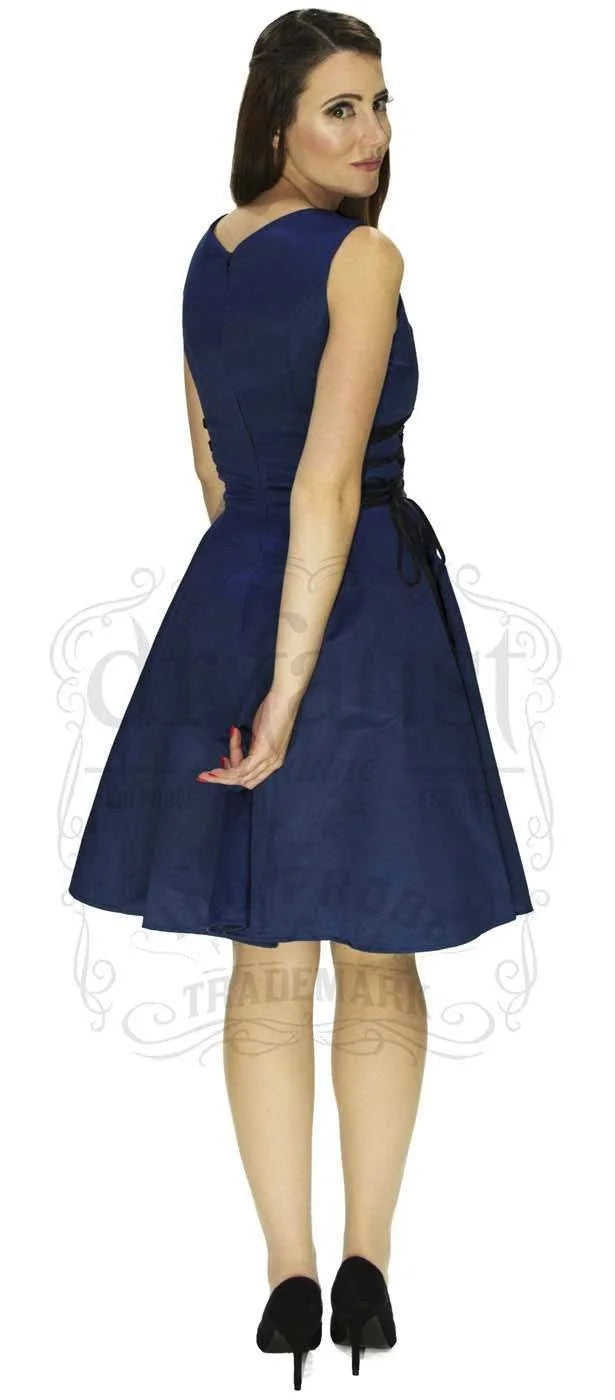 Raw Silk Navy Midi Dress - Molly - Dr Faust