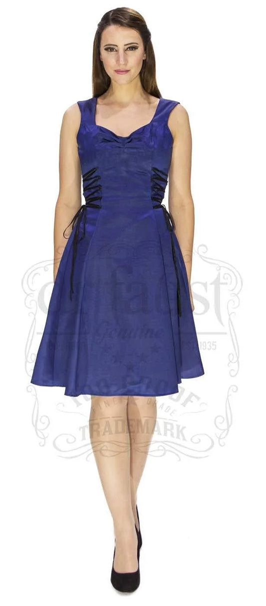 Raw Silk Navy Midi Dress - Molly - Dr Faust
