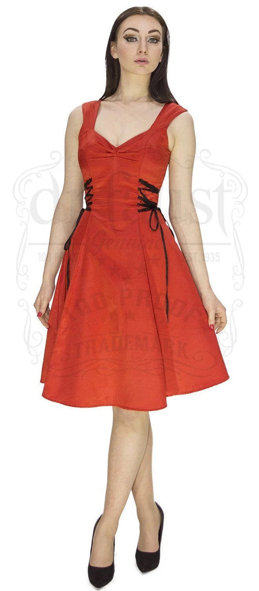 Raw Silk Red Midi Dress - Paige - Dr Faust