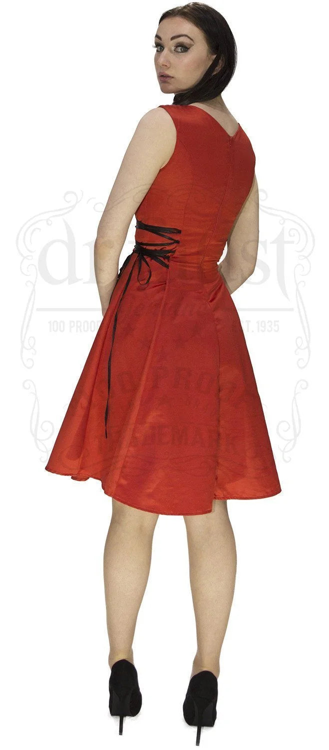 Raw Silk Red Midi Dress - Paige - Dr Faust