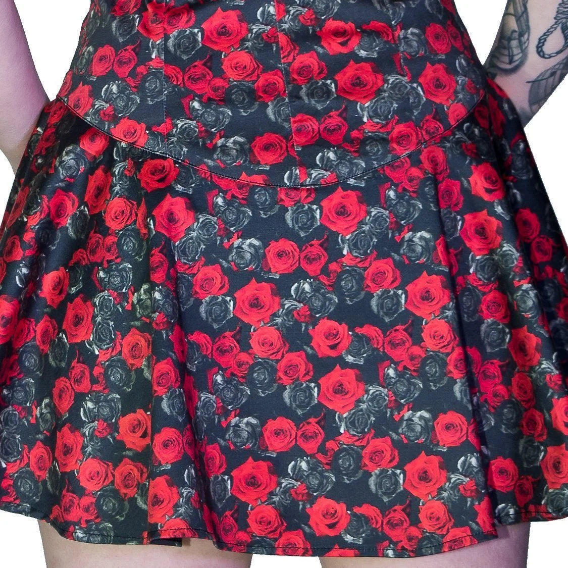 Red and Grey Roses Mini Dress - Edith - Dr Faust