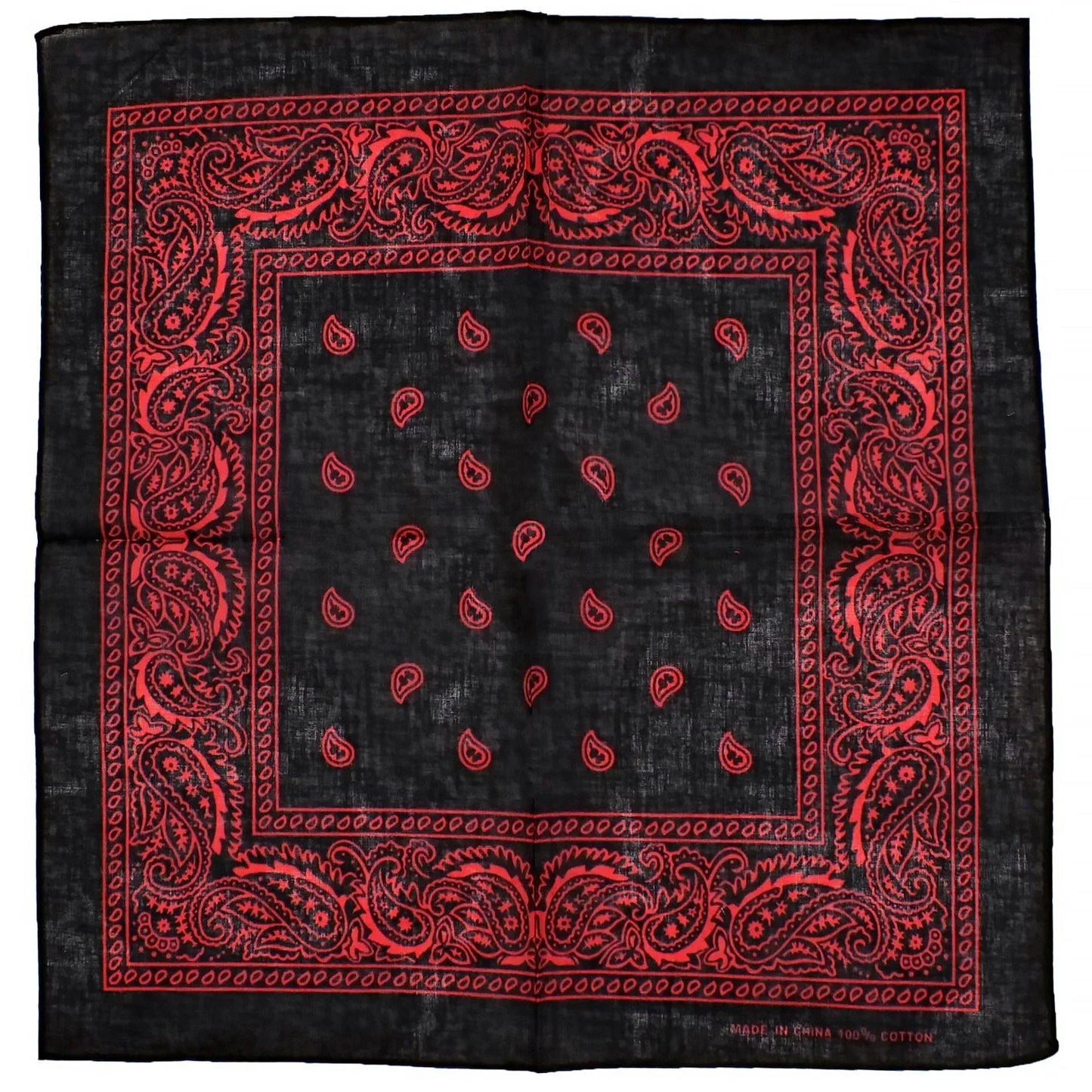 Red Design Black Cotton Bandana - Everard - Dr Faust