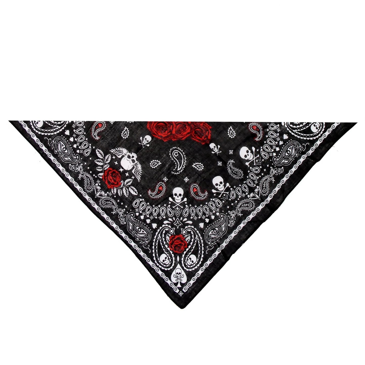 Roses and Skulls Black Cotton Bandana - Jean - Dr Faust