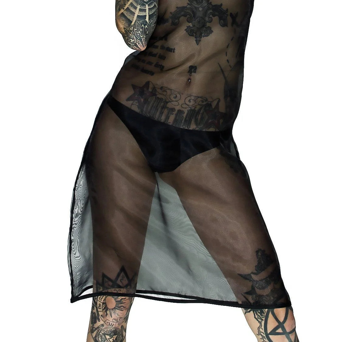 Scoop Neck Black Sheer Mini Dress - Summer - Dr Faust