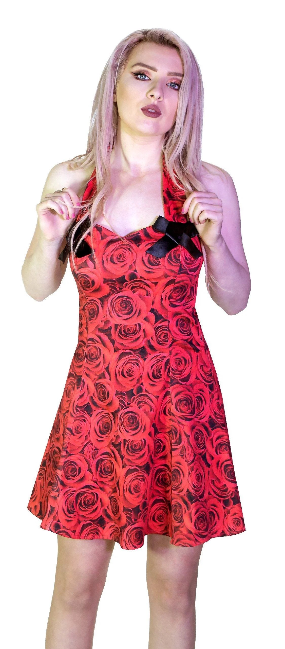 Signature Stylish Red Rose Mini Dress - Delilah - Dr Faust