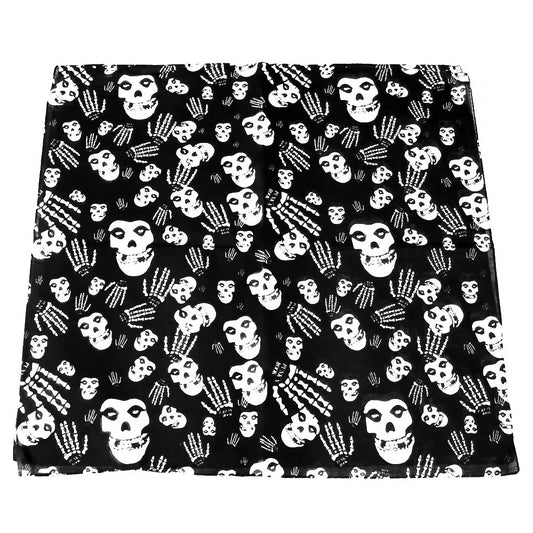 Skulls and Skeleton Hands Black Cotton Bandana - Glenn - Dr Faust