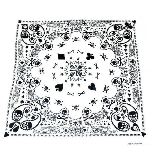 Skulls Playing Cards White Cotton Bandana - Robert - Dr Faust