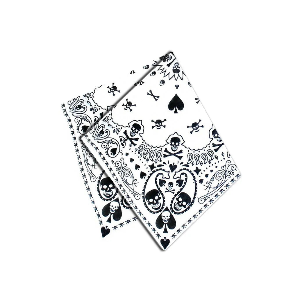 Skulls Playing Cards White Cotton Bandana - Robert - Dr Faust