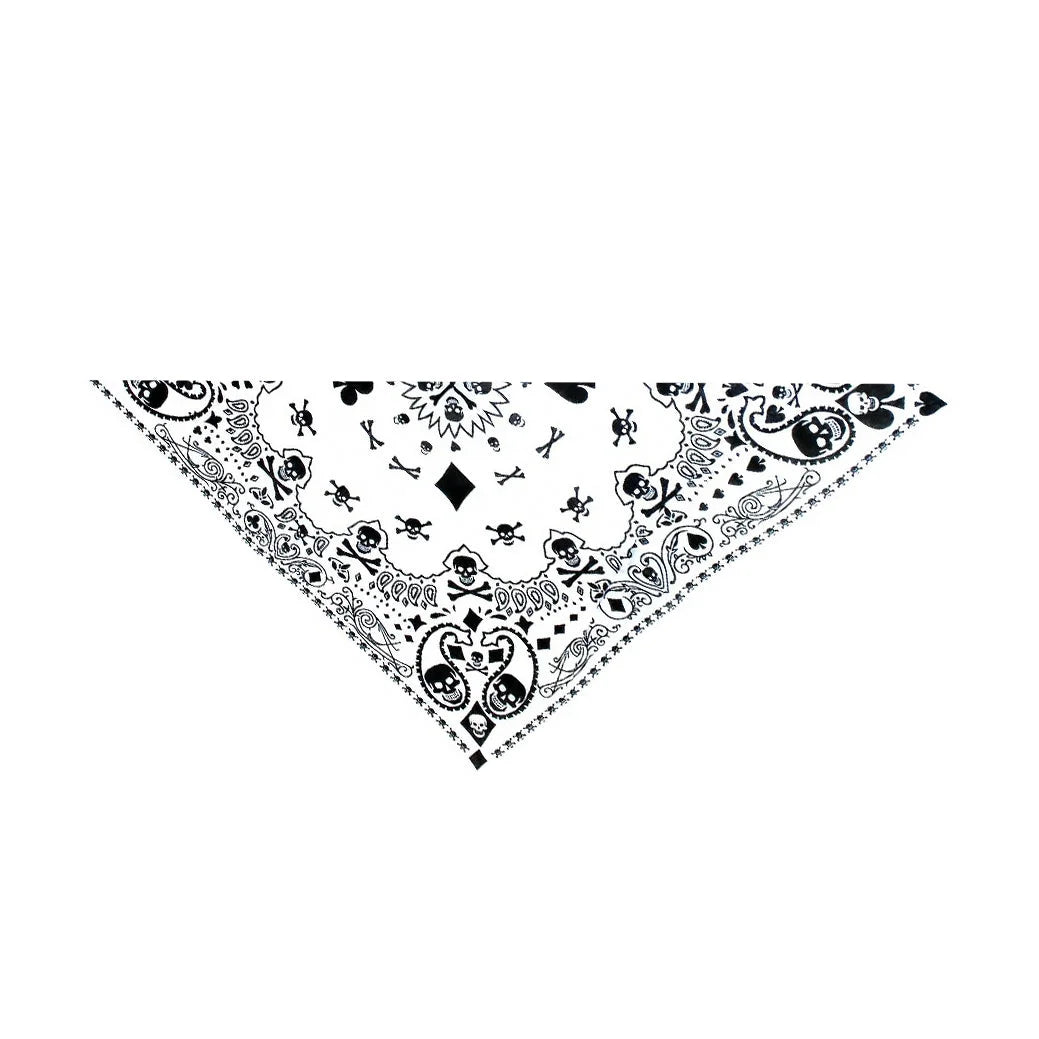 Skulls Playing Cards White Cotton Bandana - Robert - Dr Faust