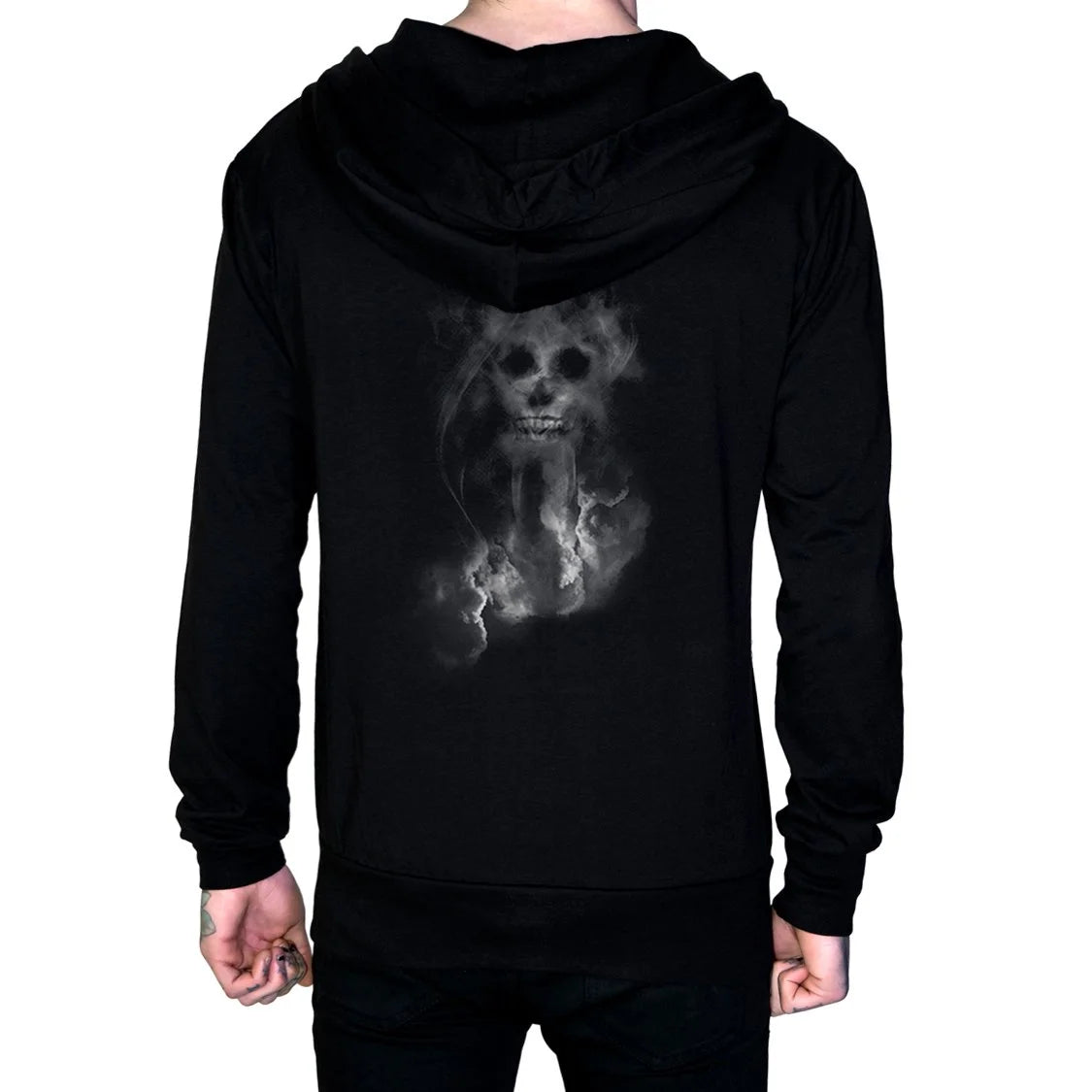 Smoke Skull Thin Men's Black Hoodie - Maxim - Dr Faust