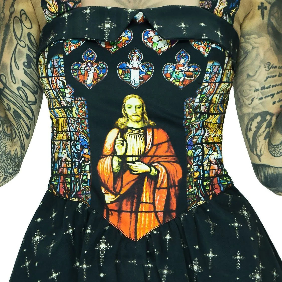 Stained Windows Pattern Jesus Mini Dress - Jillian - Dr Faust